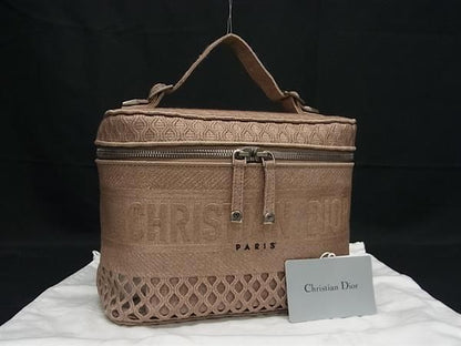 Christian Dior Christian Dior Canvas Handbag Vanity Bag Makeup Pouch Pink