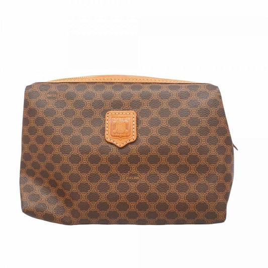 Celine Pouch Macadam PVC Brown Gold Hardware Women