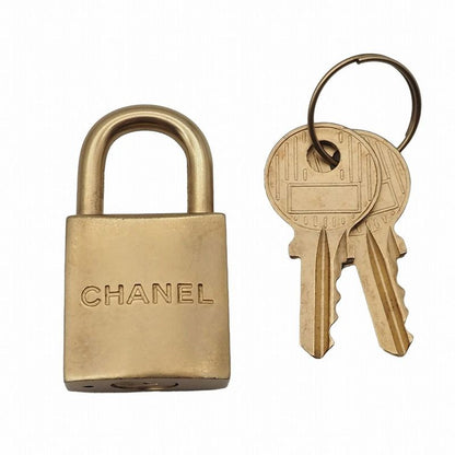 Chanel Coco Logo Padlock Cadenna Key Clochette with Case Charm Calf Leather GP
