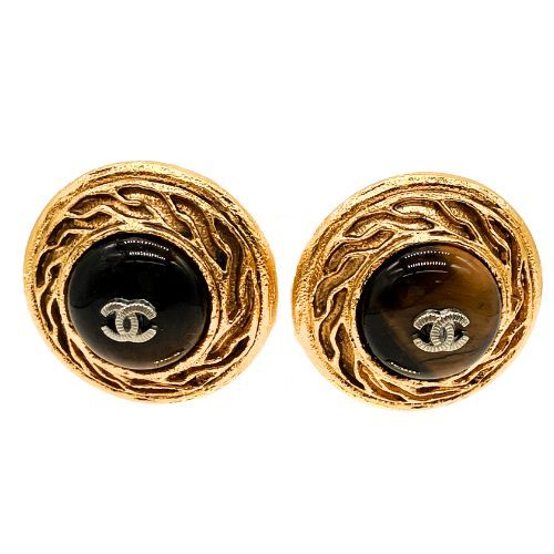 Chanel Earrings Coco Mark Gold Plated With Comet Gold