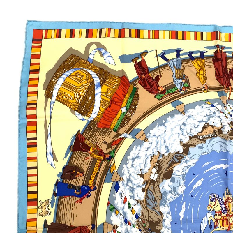 Hermes Carre 90 Prieres AU VENT Prayer In The Wind Blue X Multicolor Scarf Silk