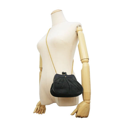 Chanel Clasp Chain Shoulder Bag Suede Xplastic Black Gdhardware Women's