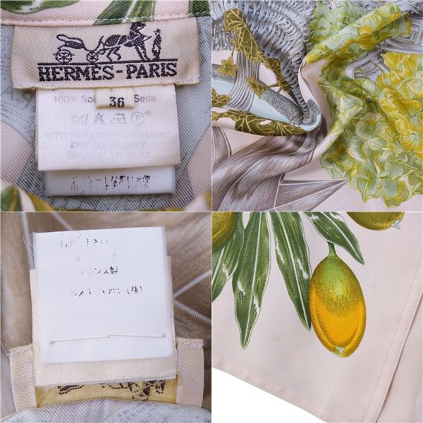Vintage Hermes Shirt Blouse Long Sleeves All Over Pattern