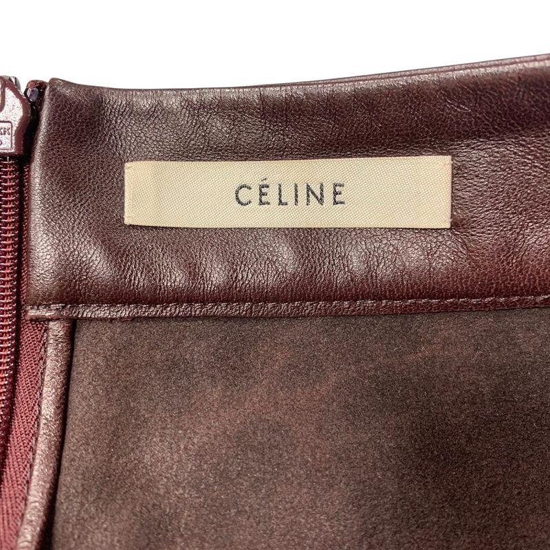 3247 Celine Dark Brown Leather Tight Skirt Size 34 Preowned Phoebe Period Lamb