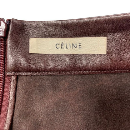 3247 Celine Dark Brown Leather Tight Skirt Size 34 Preowned Phoebe Period Lamb