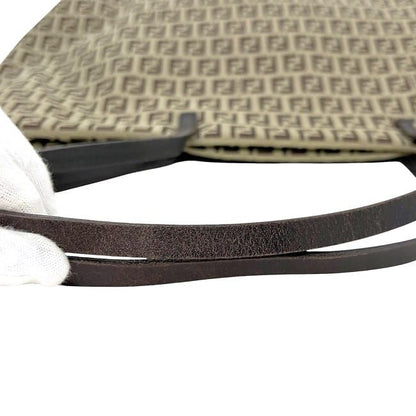 Fendi Tote Bag Beige Brown Zucchino 8bh025 Excellent Condition