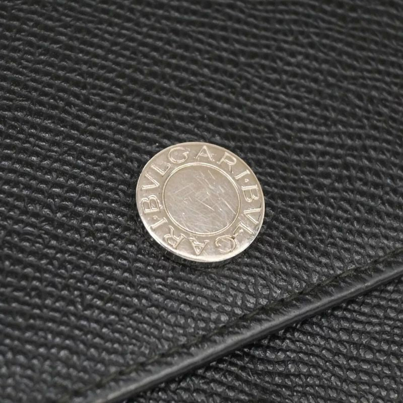 Bvlgari Logo Long Wallet Fold Wallet Black Silver 07bs058