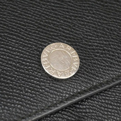 Bvlgari Logo Long Wallet Fold Wallet Black Silver 07bs058