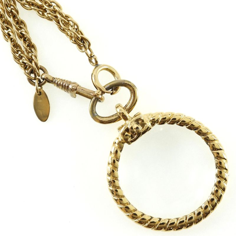 Chanel Loupe Double Chain Vintage Gold Plated Ladies 106.5g Necklace