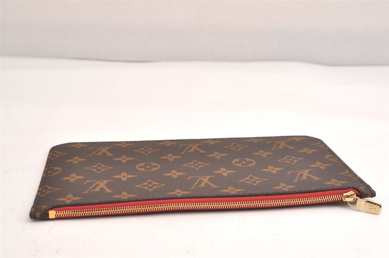 Louis Vuitton Monogram Neverfull GM Pouch Wallet Clutch Bag Red 3393n