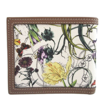 Gucci Flora Mini Infinity Canvas Leather White Brown Bifold Wallet Billfold