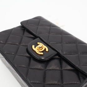 Chanel Chain Mini Matelasse Shoulder Bag Lambskin Black
