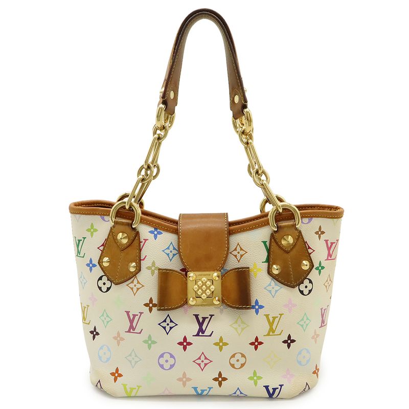 Louis Vuitton Monogram Multicolor Annie MM Tote Bag Shoulder Bag Chain Ribbon