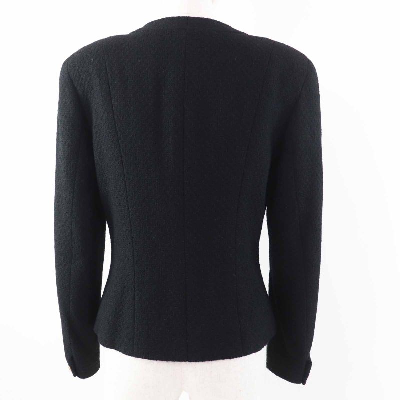 CHANEL Vintage Wool 100% Silk Lining No Collar With Coco Mark Gold Buttons