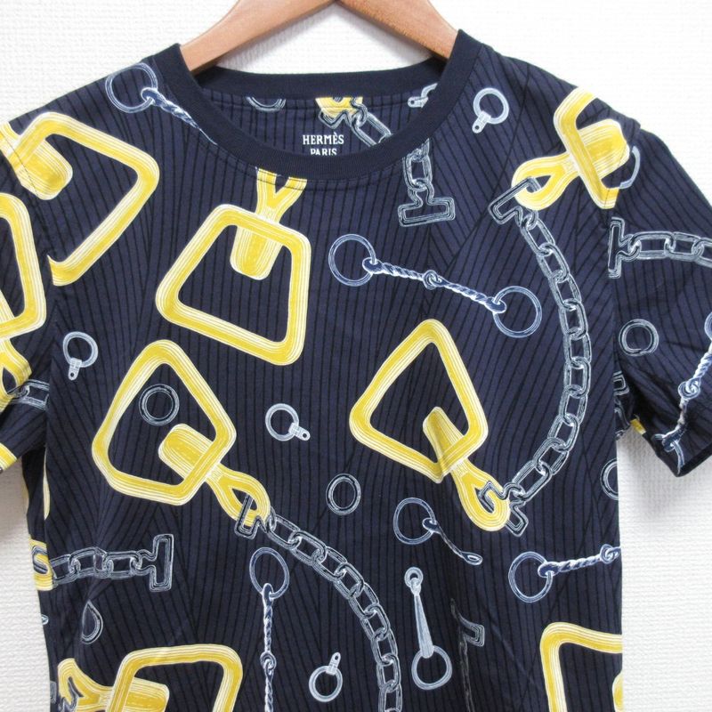24aw Hermes Kaleidoscope Effect T-Shirt 4h4648dh Size 40 Navy Women's Used