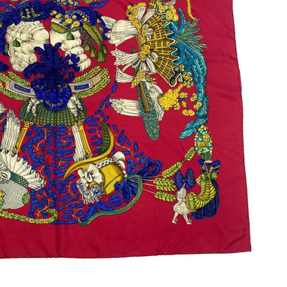 Hermes Carre 90 Scarf Silk Chapeau Capeau Multicolor