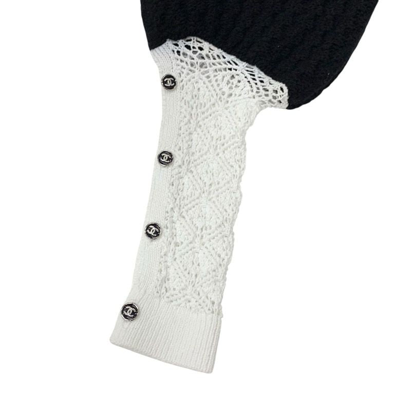 Chanel Tops Wool Black White Coco Mark Knit Sweater