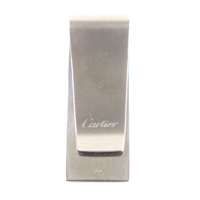 Cartier C2 Decor Logo Bill Clip Billfold Money Clip Silver Men