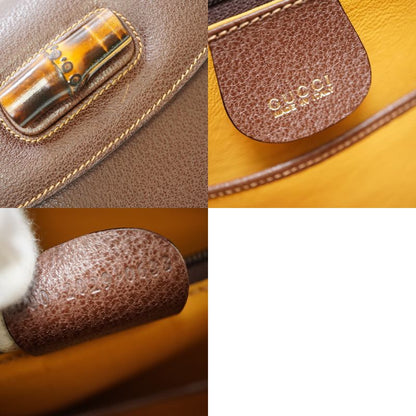 Gucci Bamboo Shoulder Handbag Leather Brown 0041 With Strap