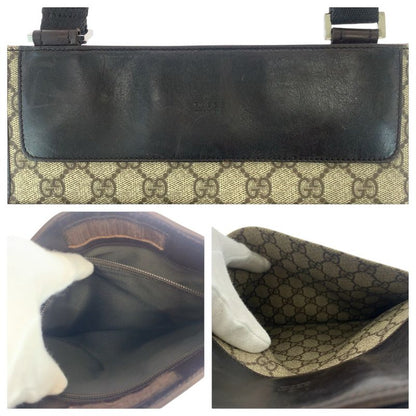 Gucci Brown Silver Hardware GG Supreme Canvas/leather 27639 Shoulder Bag