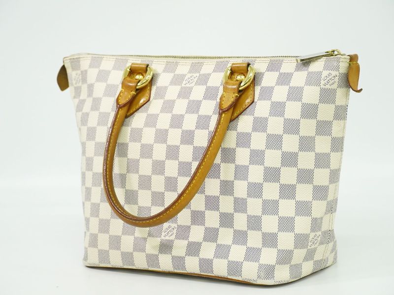 Authentic Louis Vuitton LV Saleya PM Damier Azure Tote Handbag White N51186