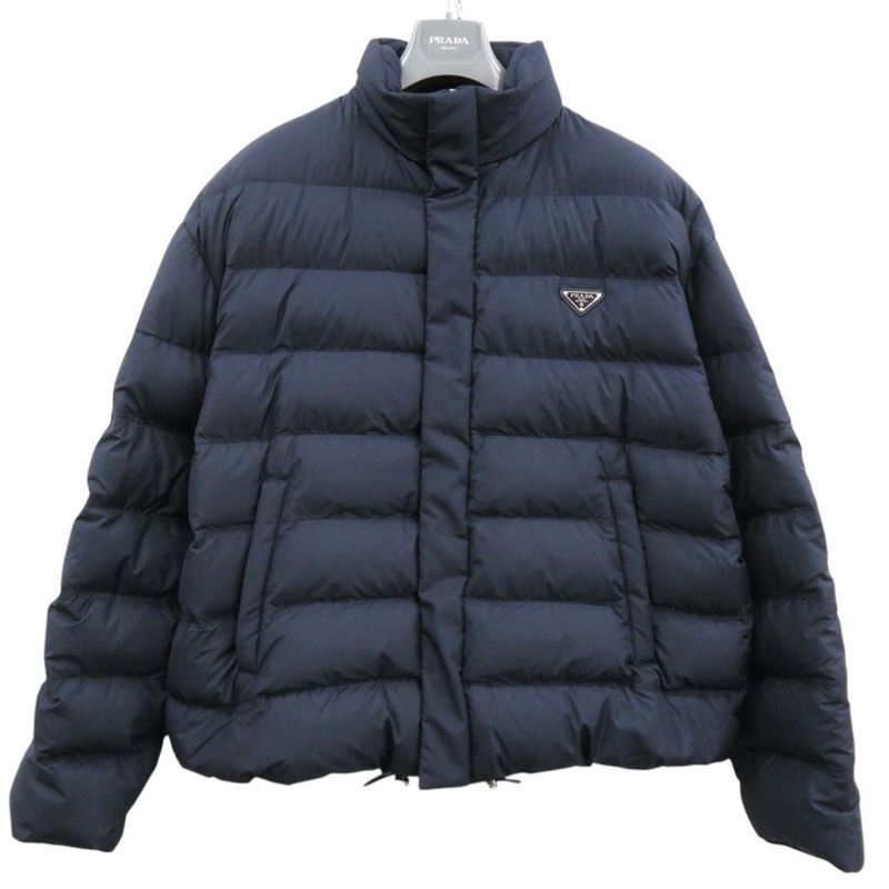 Prada Cropped Technical Fabric Hooded Down Jacket Navy 0513 Prada