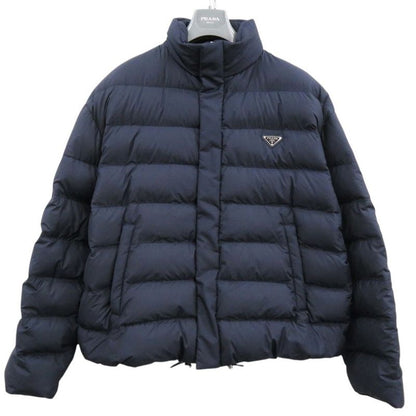 Prada Cropped Technical Fabric Hooded Down Jacket Navy 0513 Prada