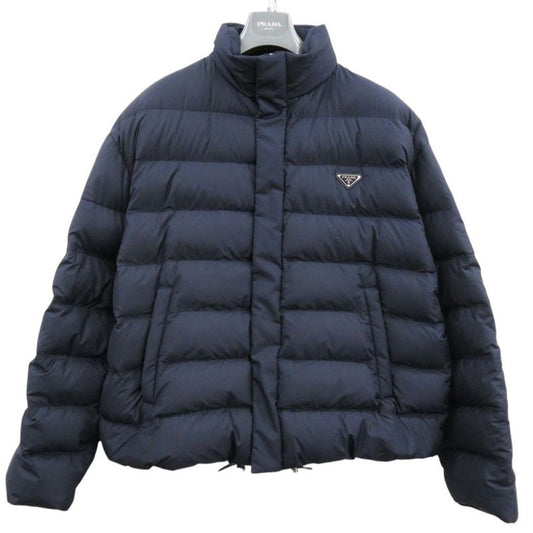 Prada Cropped Technical Fabric Hooded Down Jacket Navy 0513 Prada