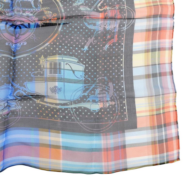 Hermes Carre 55 Scarf Madras Exlibris Bandana Silk Multicolor Accessory