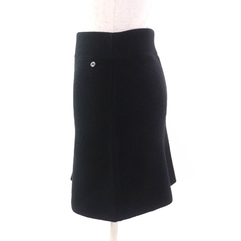 Hermes 22AW 2h2300d1 100% Cashmere Trapezoidal Knit Skirt With Serie Hardware