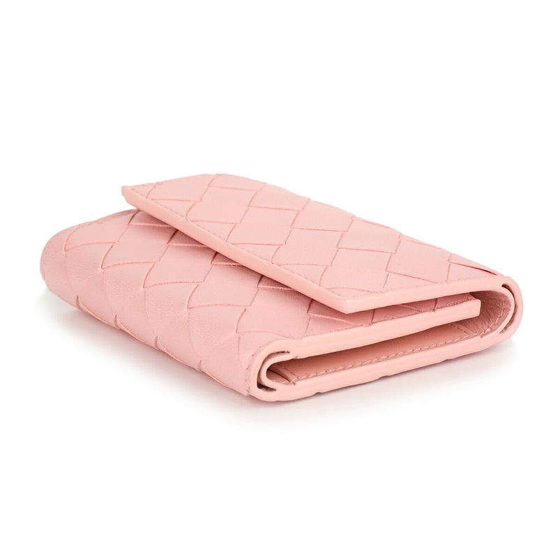 Bottega Veneta Trifold Wallet Zipper Wallet Rose