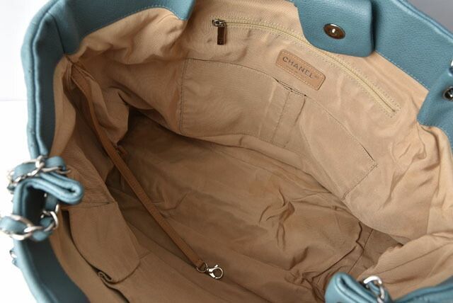 Chanel Tote Bag 2way Chanel Chain Bag Coco Mark Quilted Stitching Light Blue