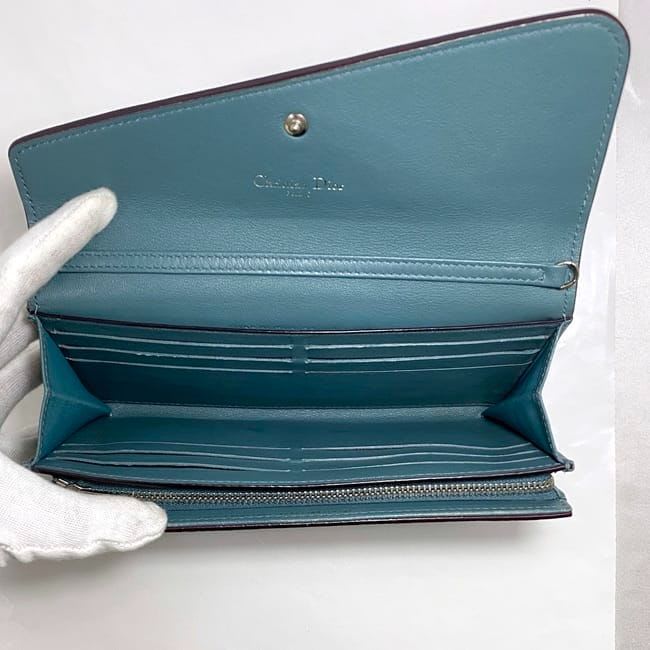 Christian Dior Foldable Long Wallet Light Blue