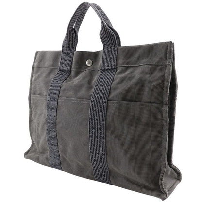 Hermes Yale Line Tote MM Nylon Canvas Gray Unisex Handbag