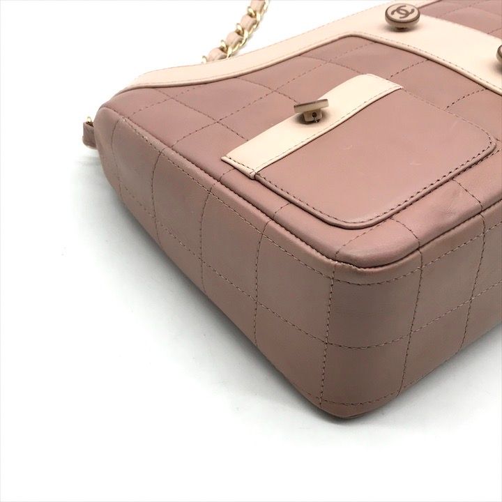 Chanel CC Logo Lambskin Diana Girl Chain Shoulder Bag Pink Beige