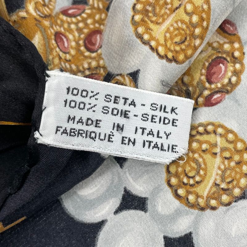 Chanel Accessory-patterned Scarf Silk Black With Box