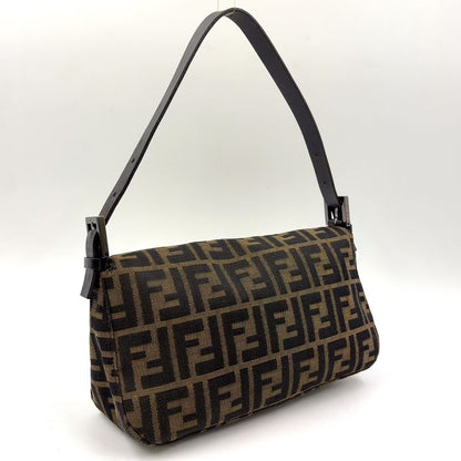 Fendi Mamma Bucket Zucchino Leather X Canvas Dark Brown X Beige Shoulder Bag