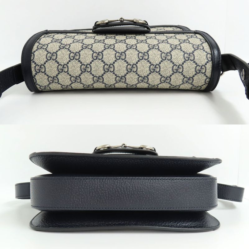 Gucci Horsebit 1955 Medium 602204 Shoulder Bag Navy - GG Supreme