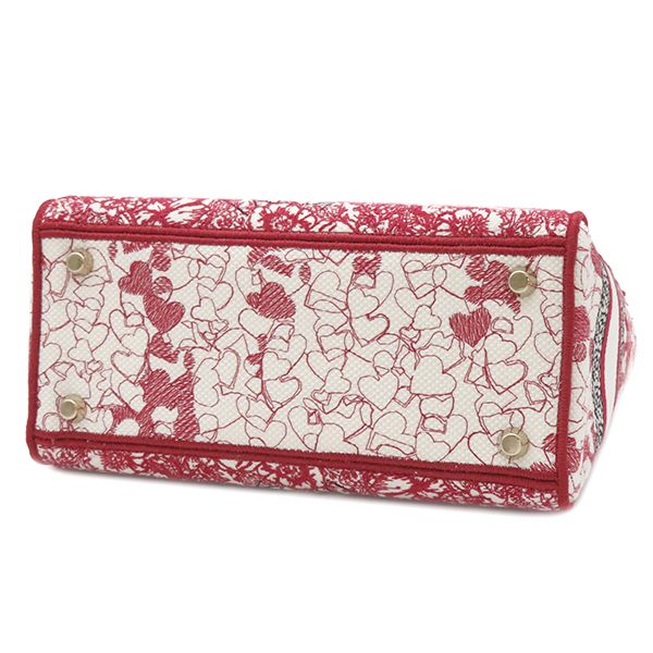 Christian Dior 2way Bag Lady D-Light Canvas Red and White Gold Hardware