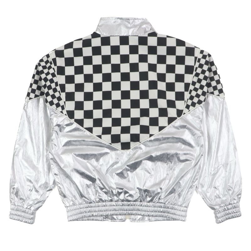  Celine 21AW 2w420819l Loose Checkerboard Boucle Logo Zip-up Blouson Silver
