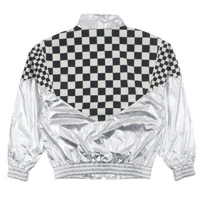  Celine 21AW 2w420819l Loose Checkerboard Boucle Logo Zip-up Blouson Silver