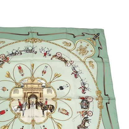 Hermes Carré 90 THE Royal MEWS Royal Stable Scarf Silk Green With Box