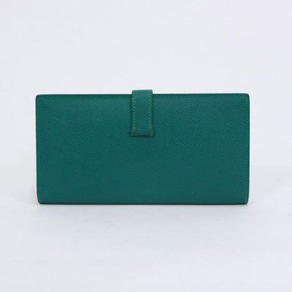 Hermes Bearn Vaux Epson Green Wallet Silver