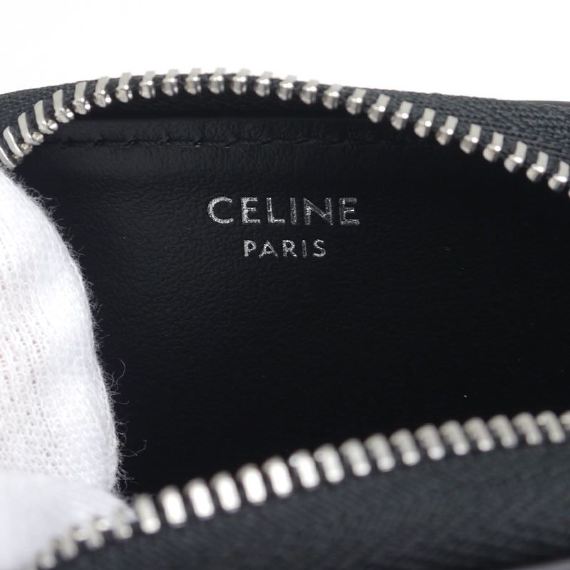 Celine Square Purse Leather Black Logo Total Logo Coin Purse Polar
