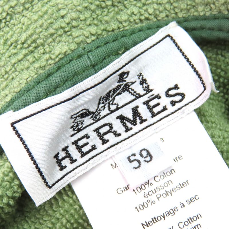 Hermes Harper 100% Cotton Funny Ice Creem Patch Pile Hat Greenish 59 Made In