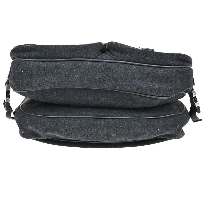 Prada Shoulder Bag Wool Leather Black 76ka954