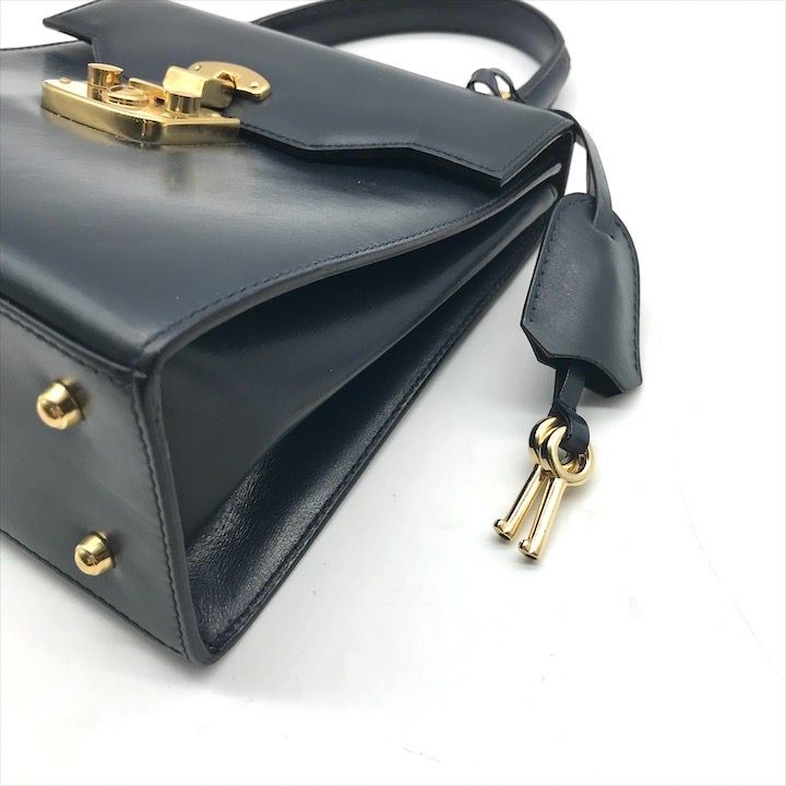 Gucci Ladylock Leather 2-Way Bag Navy Gphardware Bag