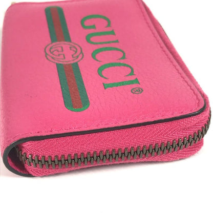 Gucci Coin Case Logo 496319 Leather Pink