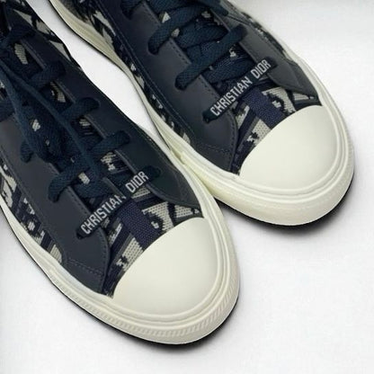 Christian DIOR Walk'n'dior Sneakers Shoes Fabric Leather Navy Unused Socks