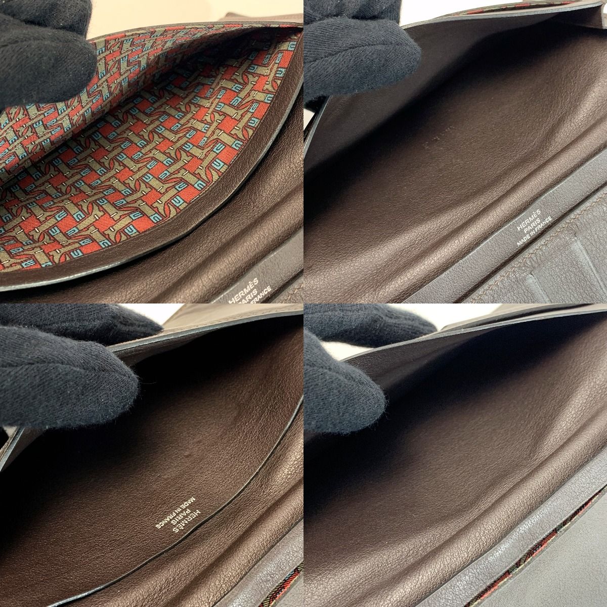 Hermes Citizen Twill Long Silk-in Brown Wallet Billfold Coin Purse None Men's